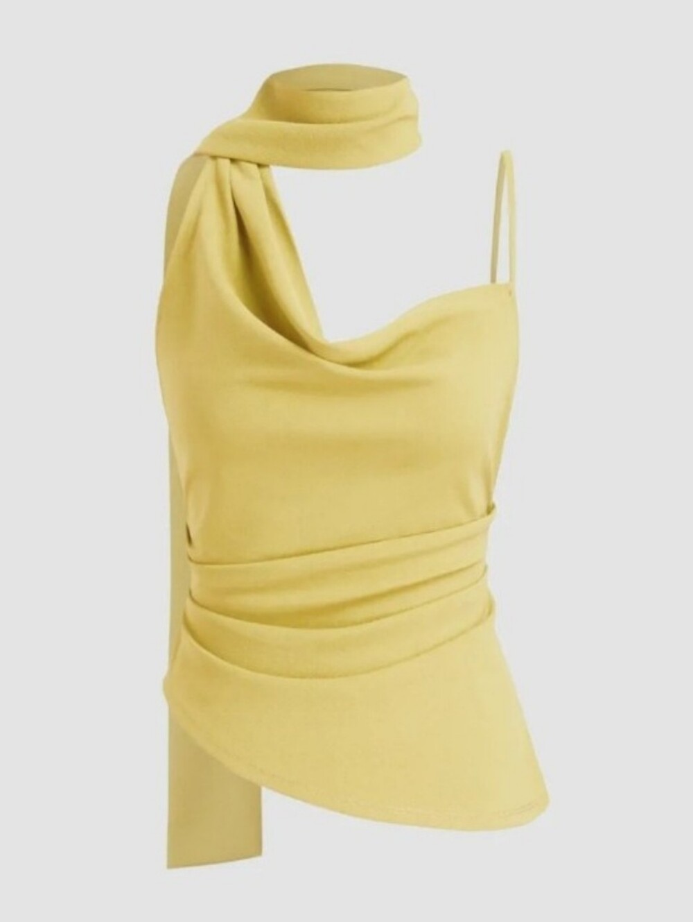 Cider halter Neckline Ruched Cami Top With Scarf